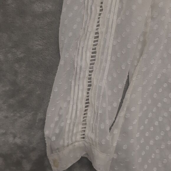Madewell Cream Pintuck Dot Sheer Long Sleeve Pleated Blouse Size XS - Picture 3 of 6